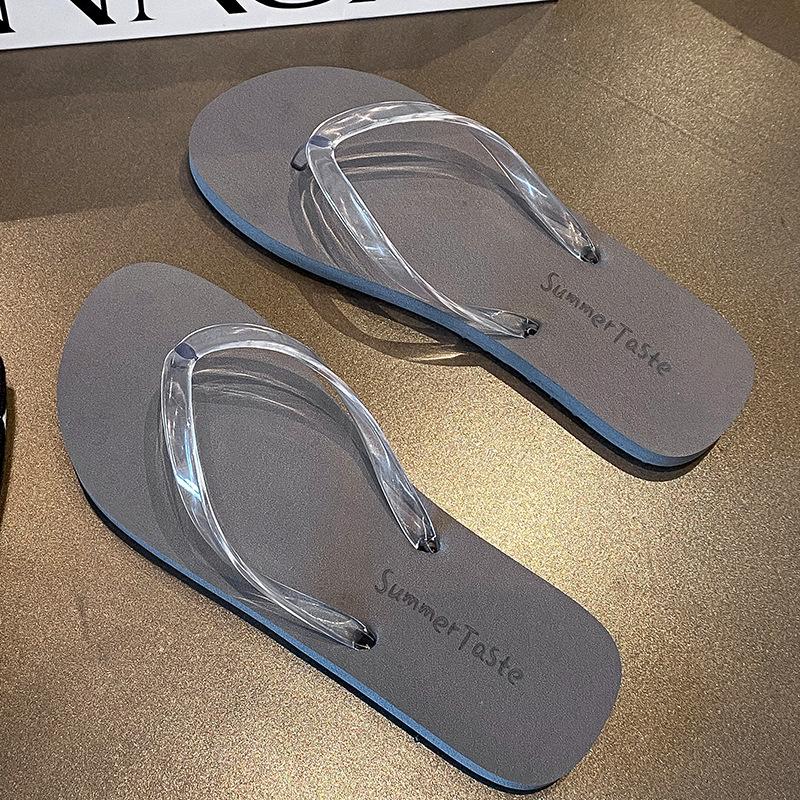 Simple flip-flops women's new summer pinch feet outside wear non-slip flat bottom beach cool slippers tide