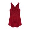 Girls Figure Skating Dress, Lyrical Dance Costume with Mesh Overlay, Cutout Back, Shiny Rhinestones & Irregular Hem