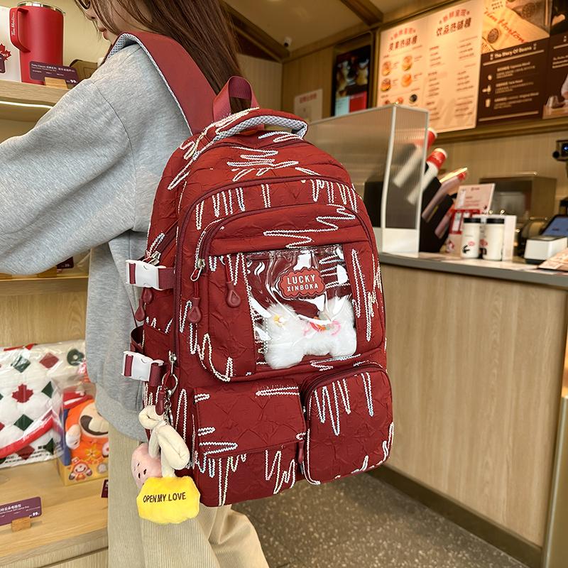 Junior High School Student Schoolbag Women's Colorful Embroidery Backpack Large Capacity Student Backpack