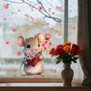 PVC Valentine's Day Window Stickers Animals Cats Bears Mice Cartoon Electrostatic Decal  for Home