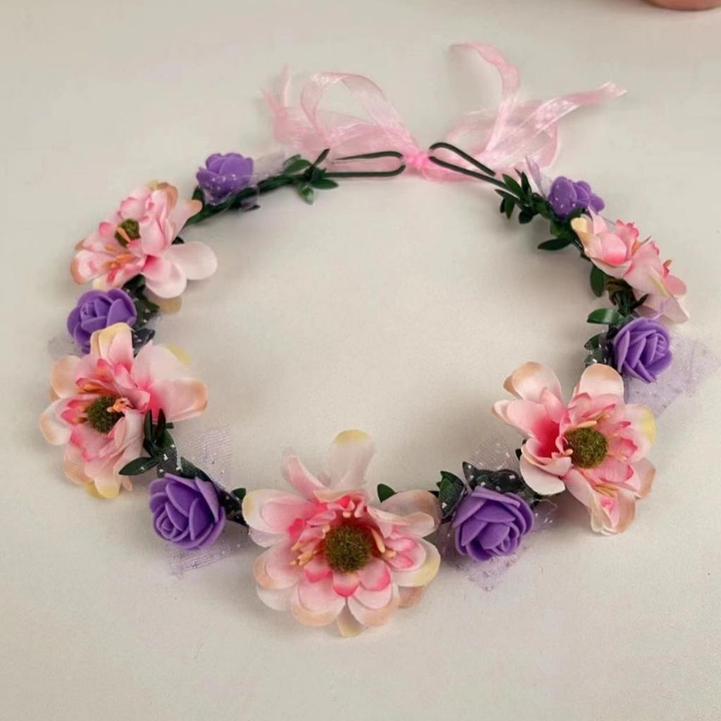 WM-07 Bohemian Floral Wreath Headband for Women Girls with Natural Style