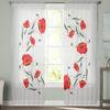 Rote Mohnblumen-Tüllvorhänge für Wohnzimmerdekoration, moderne Schleier-Chiffon-Vorhänge, Schlafzimmer, durchsichtiger Voile