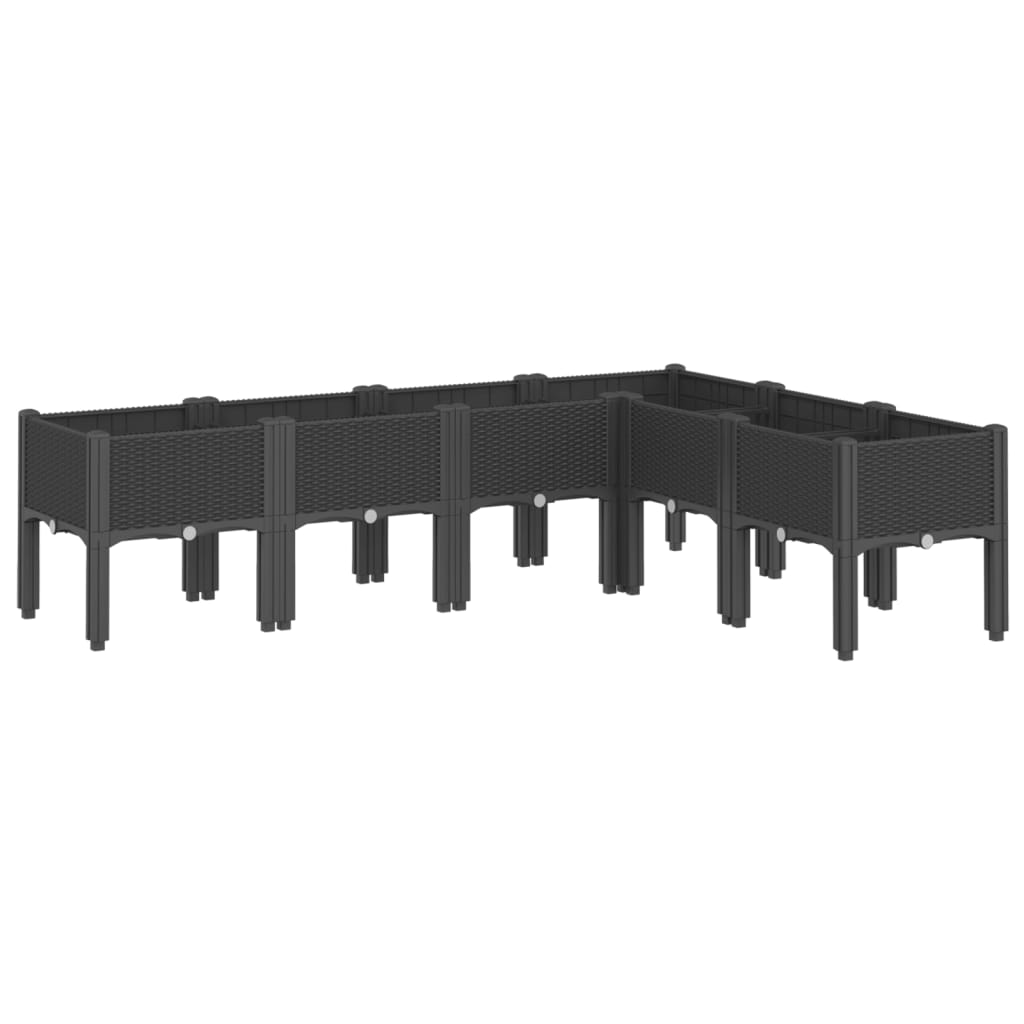 Planter with Legs Black 160 x 120 x 42 cm PP