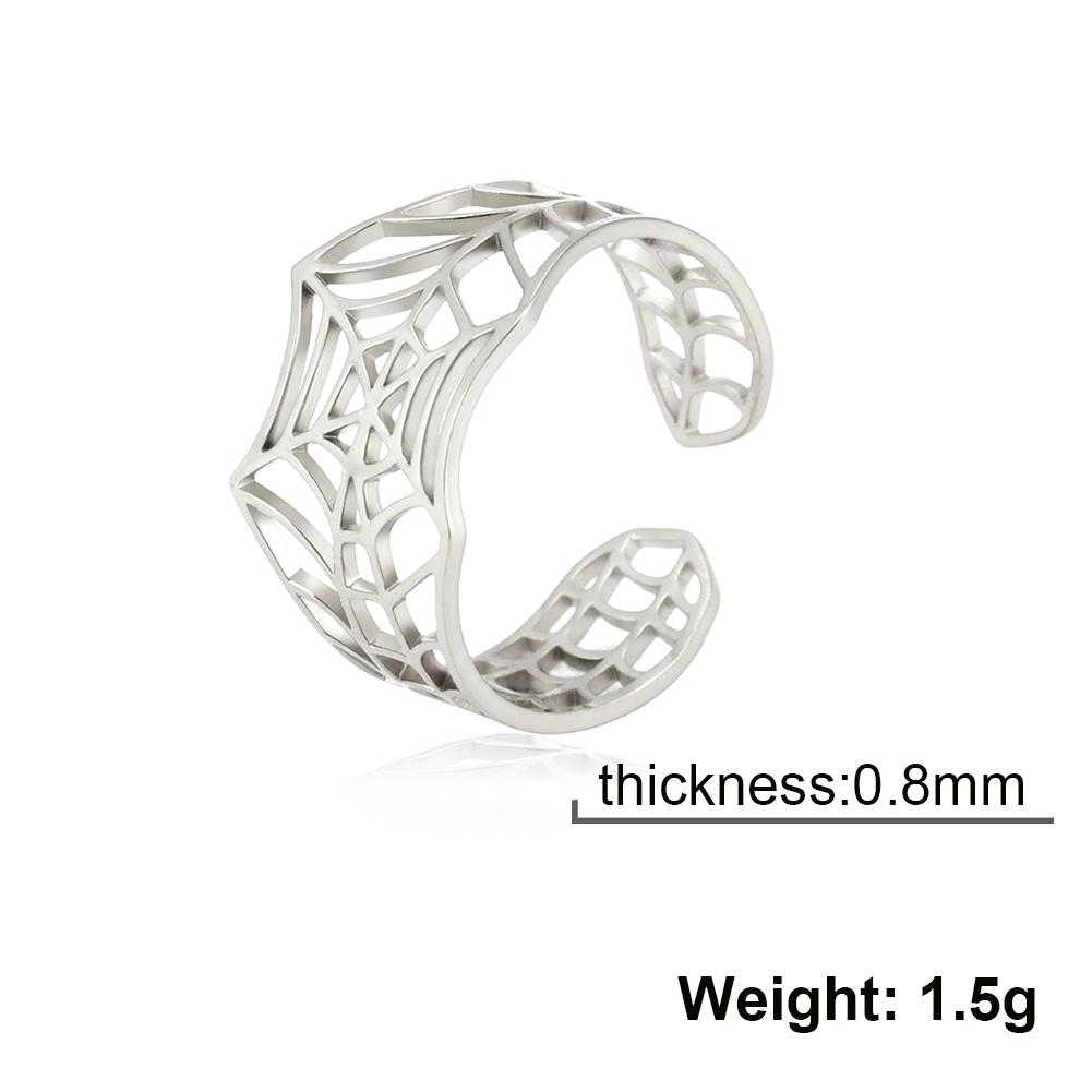 

Teamer Halloween Spider Web Wide Finger Ring Stainless Steel Hollow Cobweb Open Ring Women Men Funny Festival Party Jewelry New
