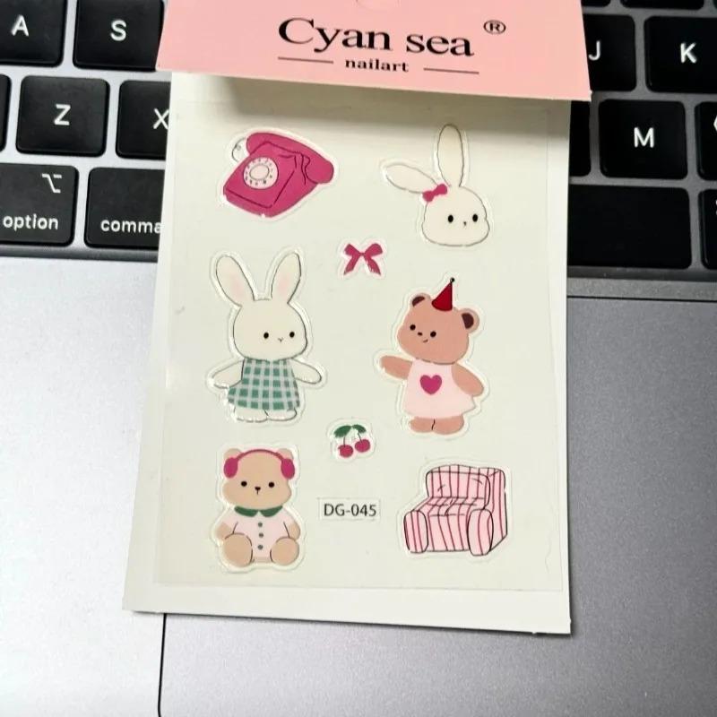 High Aesthetic DIY Adhesive Stickers for Scrapbook Journal Photocard Decor INS Cute Cat & Elephant Jelly Stickers