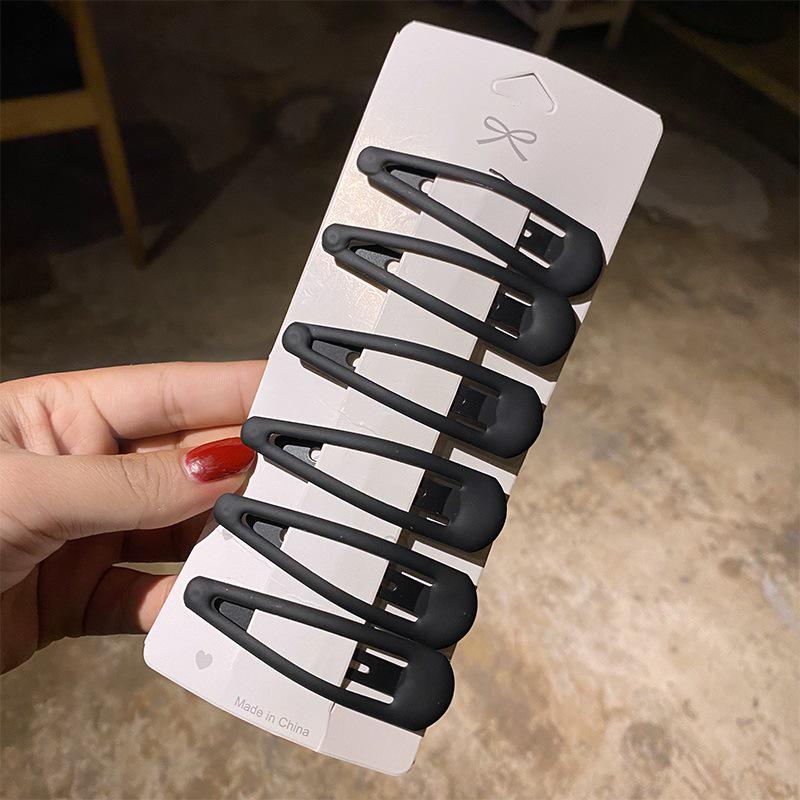 Korean Matte Black Hair Clips for Women - Bangs, Side, and Headdress Clips