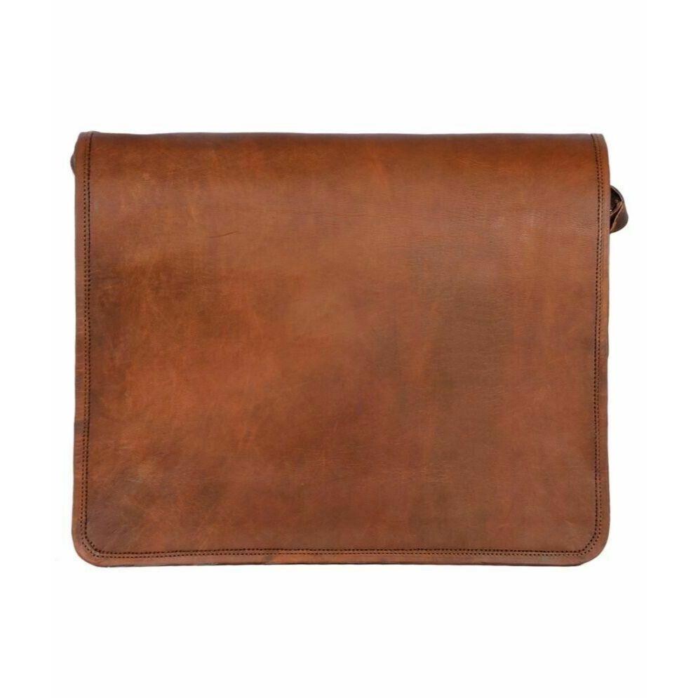 18"Genuine Goat Splendor Leather Laptop Messenger Handmade Briefcase Satchel Bag