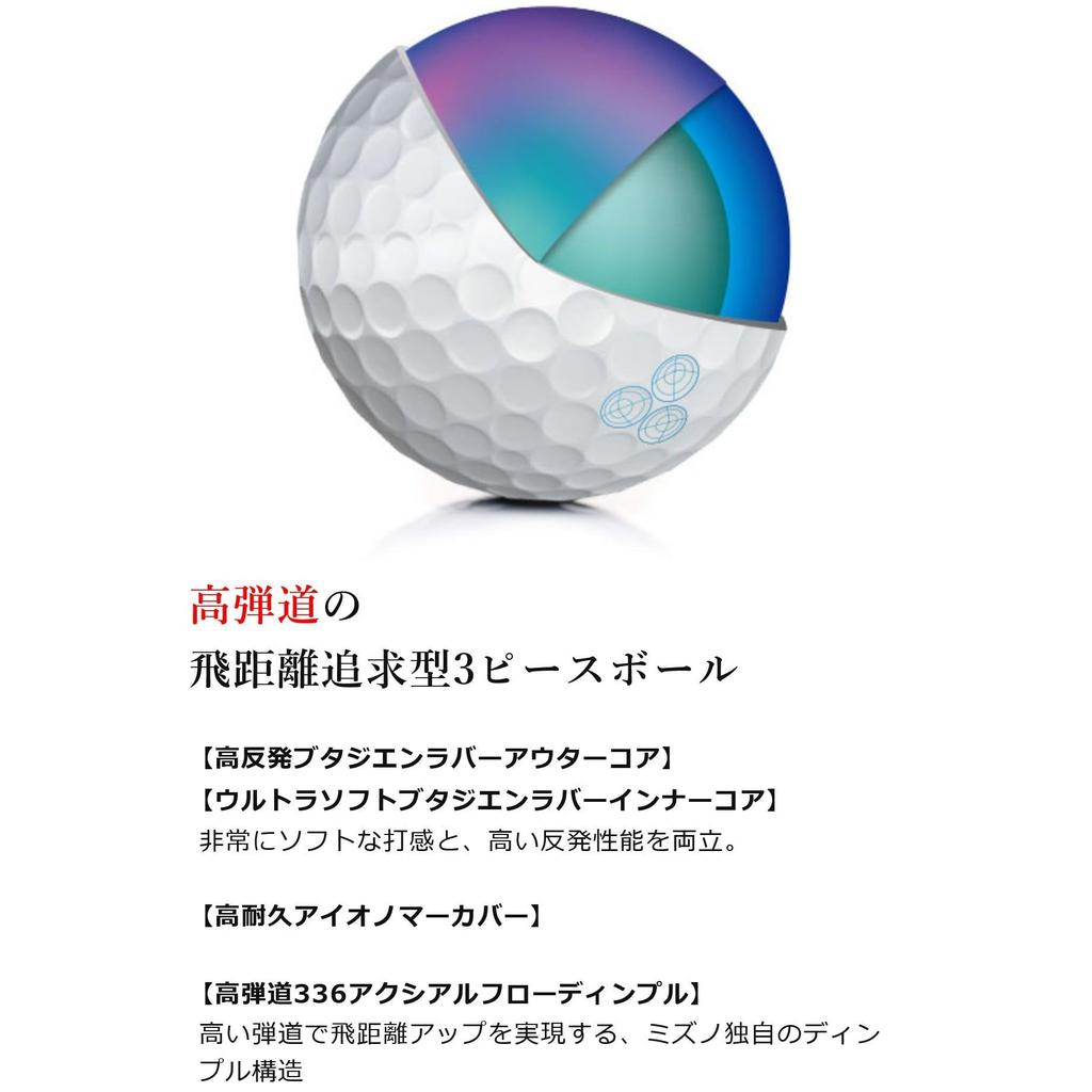 MIZUNO RB MAX FUKUOKA Golf 1 Dozen 5NJBO734 Balls, White, (12 Balls),