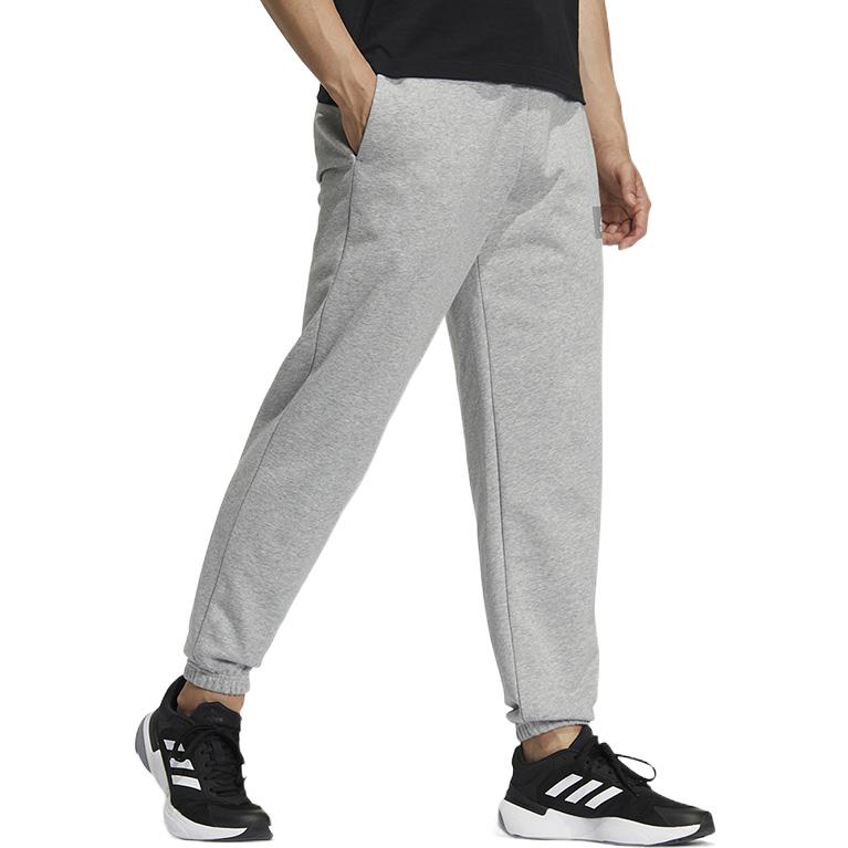 Adidas Solid Color Logo Print Tapered Casual Pants Men Bottoms Gray HZ7022