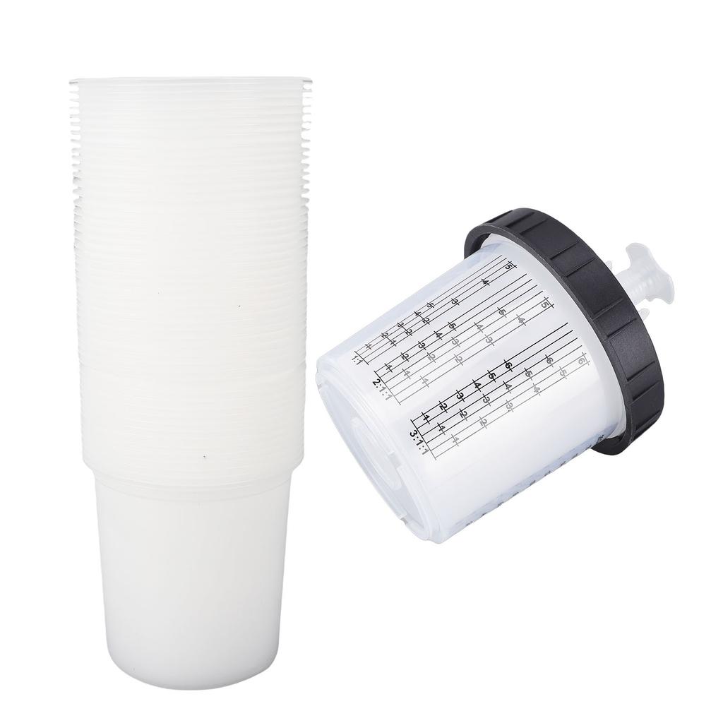 Paint Spray Sprayer Cup Liners Lid System 50 Standard 20.3 Ounce(600ml) 190um Disposable Set Kit Replacement Accessories