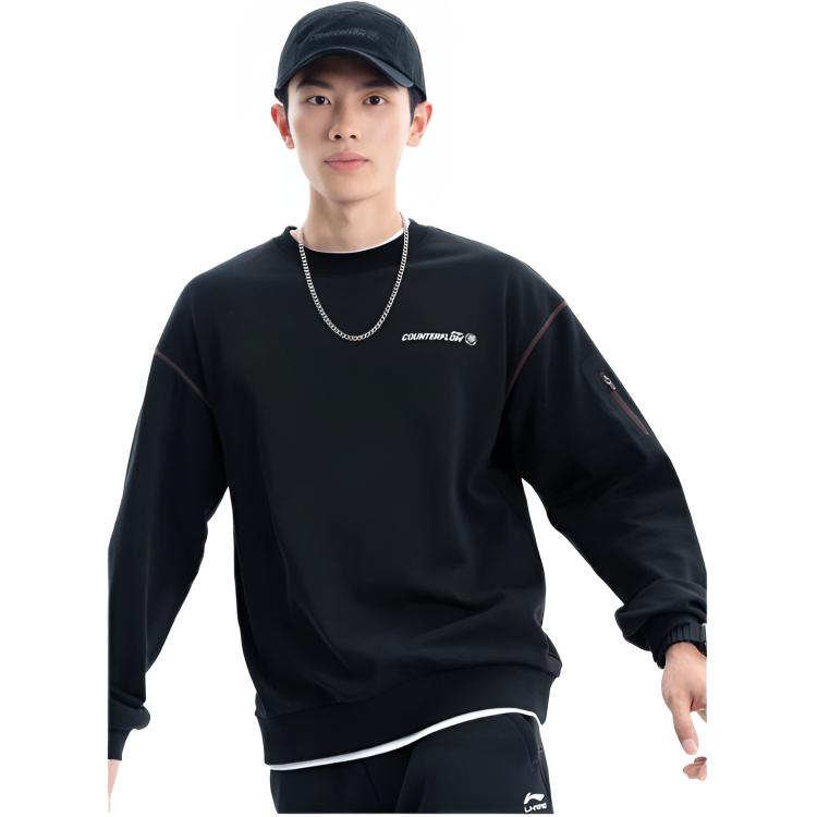 Li Ning Outdoor Series Loose Fit Pullover Round Neck Sweatshirt Unisex sweatshirt AWDW439-1