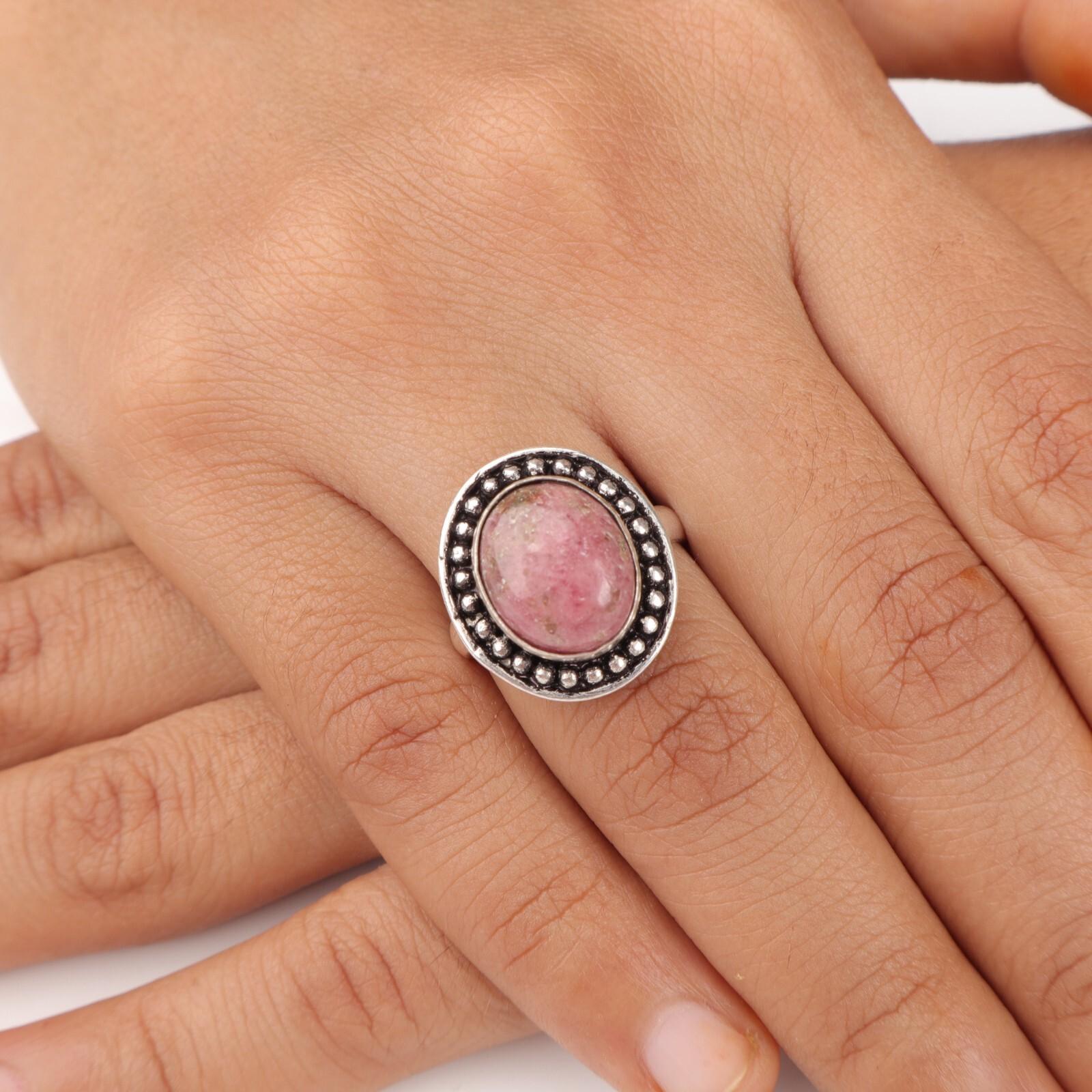 

Black Rhodonite Gemstone 925 Stamped Silver Jewelry Handmade Ring New Year Gift RR-62-33 13
