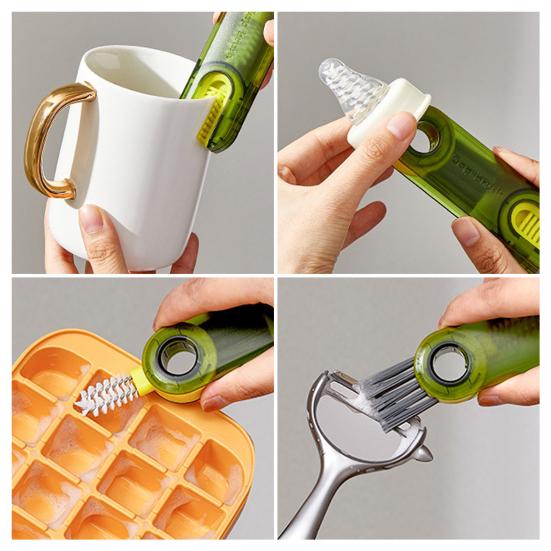Cup Brush Soft Food-Grade Bristles Extended Non-Slip Handle 3 in 1 Cleaning Brush Cups Glasses Baby Bottles Cleaning Tool