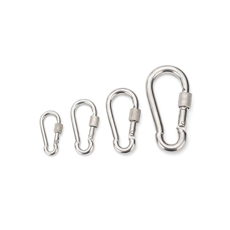 Feder-Schnappkarabiner M4 M5 M6 M8 304 Edelstahl Klettern Sicherheitsverschluss Schnellverschluss Verriegelungsring Haken Hochwertige Metallschnalle