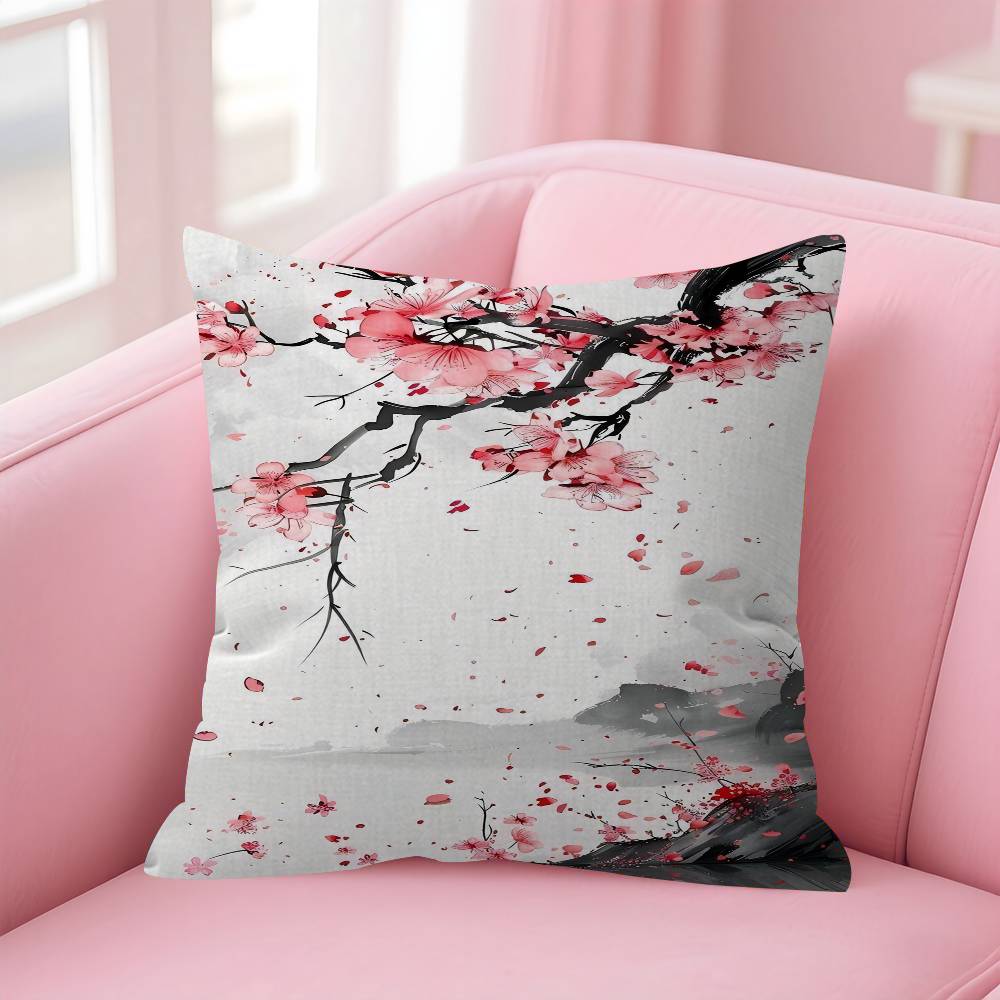 Landscape Samurai Geisha Bonsai Torii Gate Sakura Pillow Cover For Bedroom Room And Living Room Sofa Decorative Cushion Cover