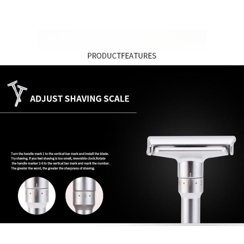 1SET Manual Razor Men's Razor Manual Adjustable Sharpness Zinc Alloy Vintage Razor