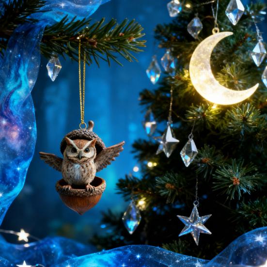 Ornements Gland Animaux de la Forêt 2D Plat Acrylique Pomme de Pin Animal Décorations d'Arbre de Noël Créature des Bois Décoration à Suspendre pour Arbre de Noël Décor de Fête