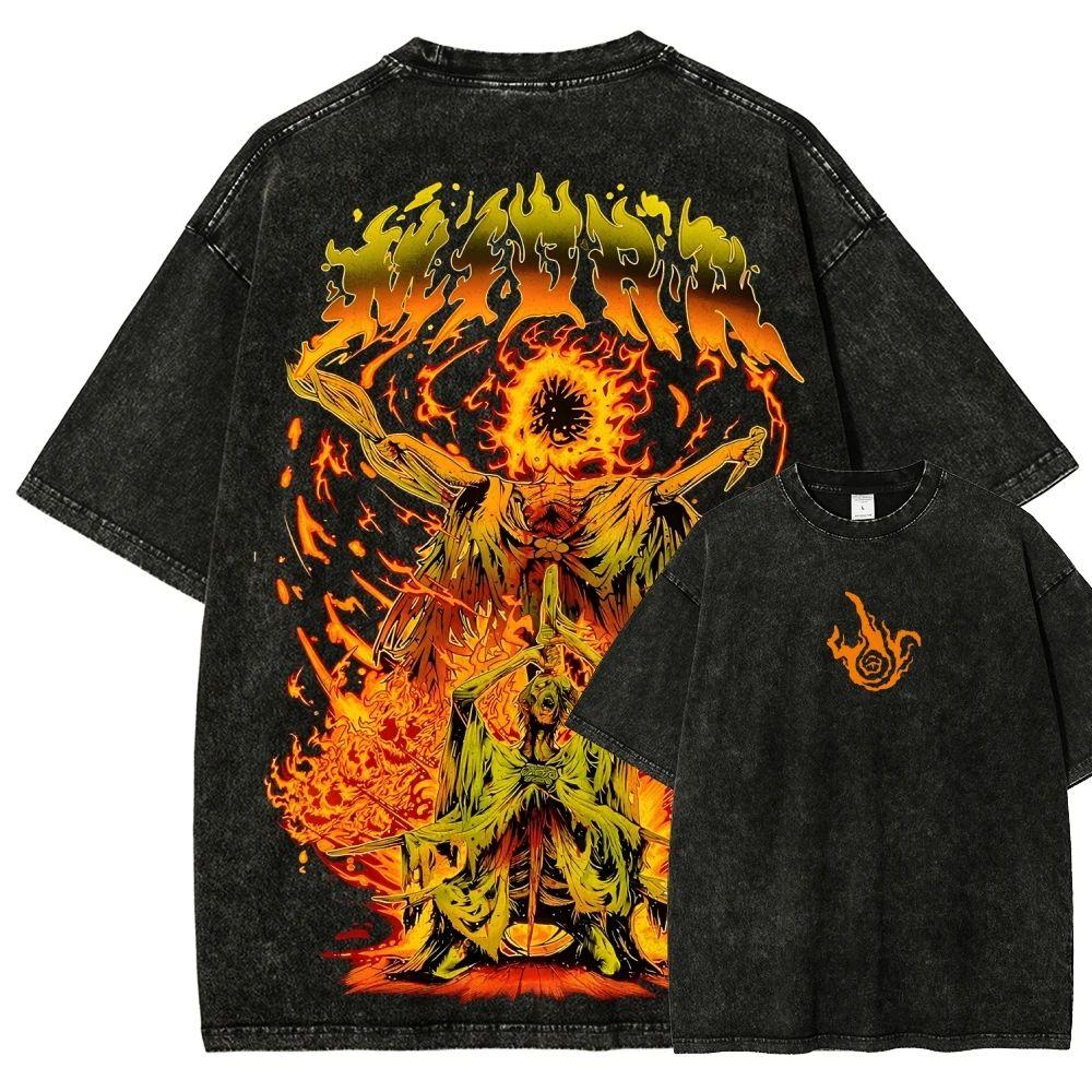 T-shirt Imprimé Sufferer Vintage Homme Esthétique Gothique Tee Lavé Vintage 100% Coton Poids Lourd Streetwear Art Fantastique Sombre