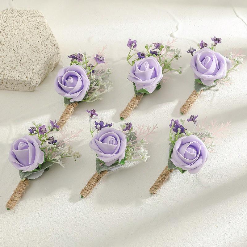 European-American Rose Boutonniere for Groom, Groomsmen, Bride & Bridesmaids – Mori Style Wedding & Party Decoration.