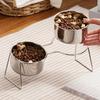 With Stand Stainless Steel Cat Bowl Fall-Resistant High Foot Dog Feeder Pet Food Bowl  Outdoor
