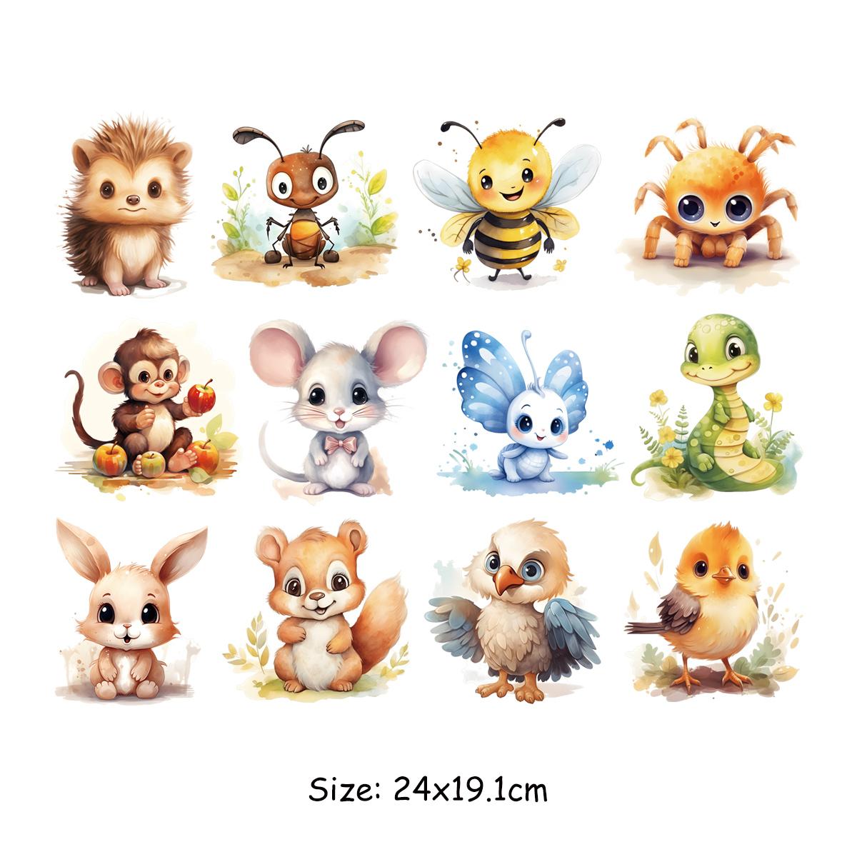 

12 шт./лист термонаклейка наклейка маленькие животные набор термопресс винил дети детские толстовки топы моющиеся сделай сам термонаклейки