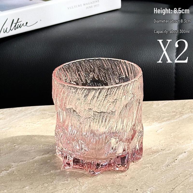 Luxury Frosted Gradient Pink Glass Drinking Cup Set