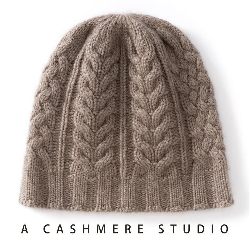 Autumn and Winter New Cashmere Blended Twist Thickened Warm Knitted Dome Men's and Women's Cashmere Hats