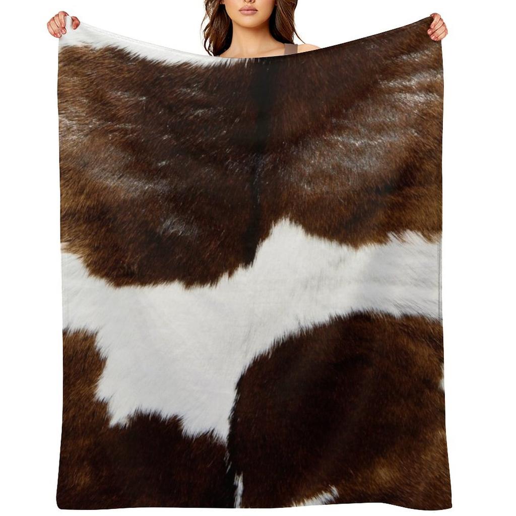 Rustic Ranch Cow Print Throw Blanket Soft Nap Thins Plush Blankets