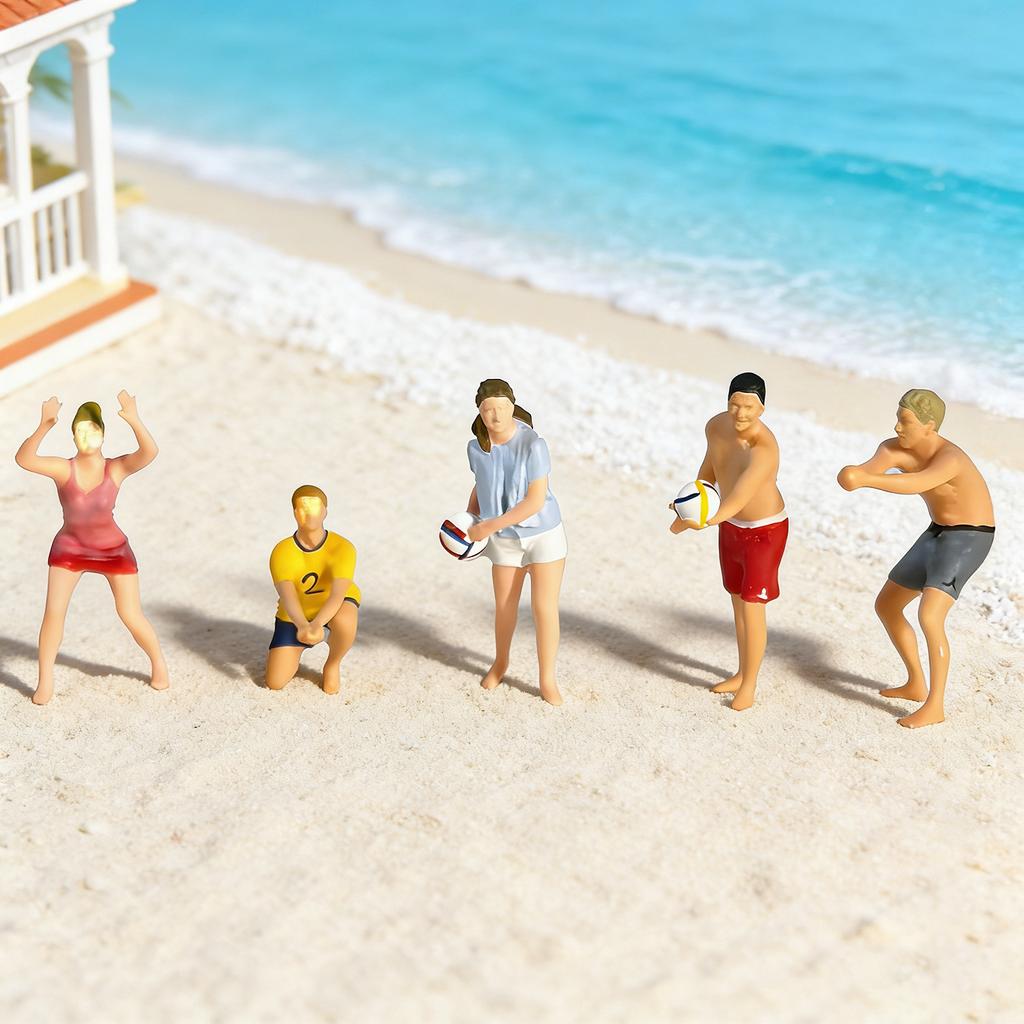 1:64 Scale Hand Painted Resin Collectible Figure Miniature Model Accessories Realistic Beach Volley Figure Model Gift