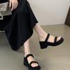 Thick-soled small man height-increasing slippers women's 2025 new summer wear fashionable and simple word with wedge heel high-heeled sandals