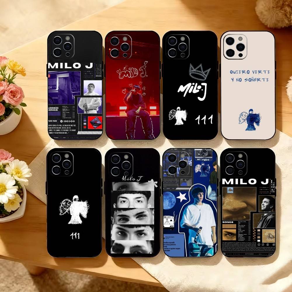 M-Milo J Phone Case For iPhone 17,16,15,14,13,12,11 Plus,Pro Max,XS,Soft Silicone Black Cover