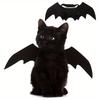 1/3pcs Adjustable Black Cat Bat Wings Costume Halloween Pet Accessory for Cats & Small Dogs Festive Dress-Up Fun Cosplay Access