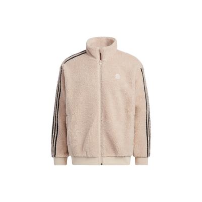 adidas Neo Striped Sport Fleece Jacket Unisex Outerwear Grey Brown HY2684