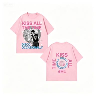 Harry Styles Disco Ball Double Sided Graphic Tee2026 Kiss All The Time Lyric Print Retro Pop Music Fan Merch Tshirt