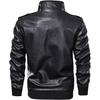Faux Leather Jacket Men's Winter Faux Leather Jacket Men's Stand Collar Casual Jacket Windbreaker Men's Clothing Black