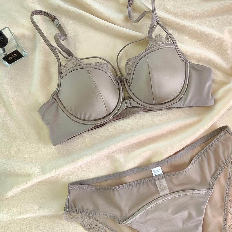 

Бюстгальтер без косточек с тонкой чашкой и французской пряжкой спереди, сексуальный полый женский комплект нижнего белья, высококачественный кружевной бюстгальтер пуш-ап, дышащее комфортное нижнее белье 70B коричневый