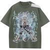 Unisex Washed Black Vintage T  Shirt One Piece Luffy th Gear Lightning Smoke High  Quality Fabric for Home Leisure Travel