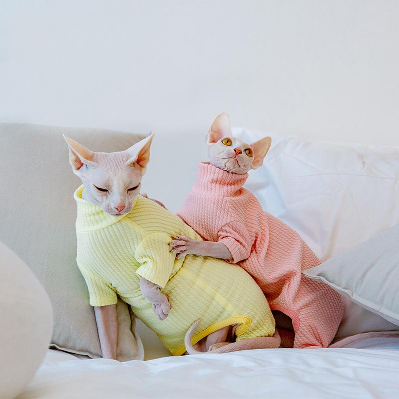 Sphynx Cat Clothes Autumn Winter Warm Pet Cat Jumpsuit Hoodies Soft Kitten Cat Pajamas Costumes For Sphinx Devon Cats