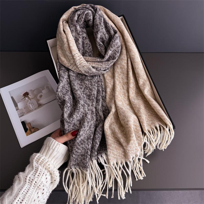 Fashion Double Side Women Winter Warm Scarf Tassels Shawl Cashmere Foulard Pashmina Hijabs Lady Scarves Wraps