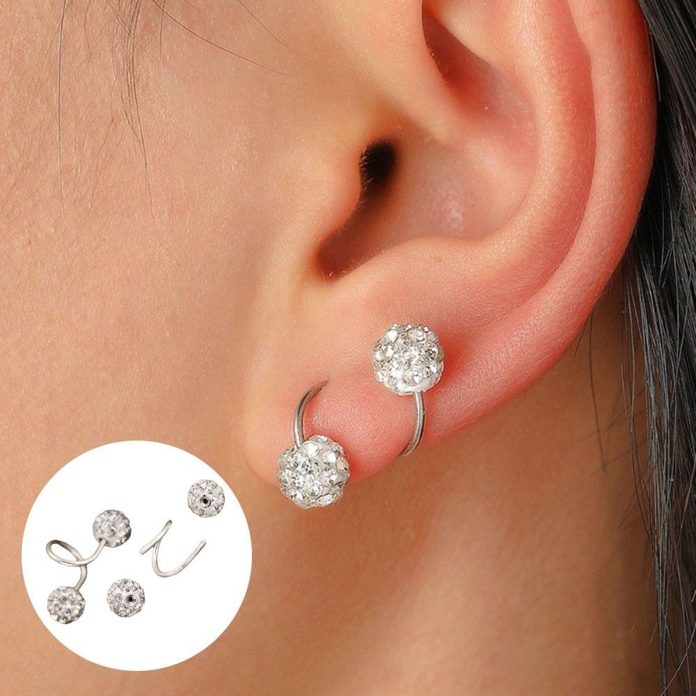 1 Pair Double-ended Stud Earrings Spiral Piercings Luxury Earrings Rhinestone Earrings  Women