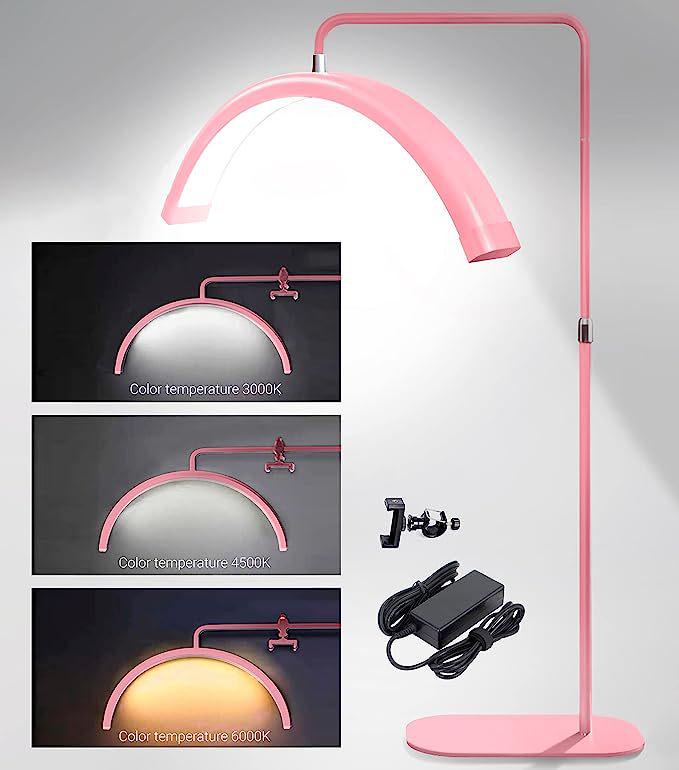 28-Inch Half-Moon Beauty Lamp for Nail, Tattoo & Eyelash Extensions - U-Shaped Eye Protection Floor Lamp