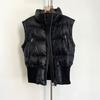 Women's Black Slim-Fit Down Coat with Detachable Fur Collar