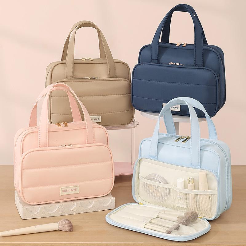 High Capacity Partition Travel Cosmetic Bag Portable Toiletry Organizer Handheld Wash Bag