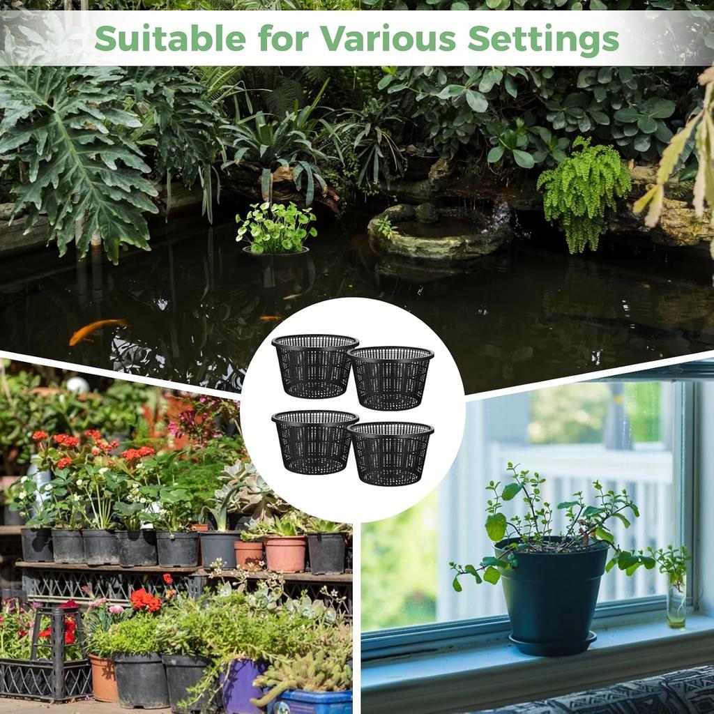 Hydroponic Net Pots 4 Pack 8.3" Black Orchid