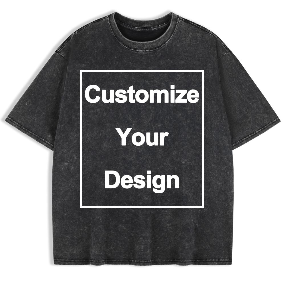 

DIY Cotton Washed TShirt Womens Custom Your LogoLetter T Shirt ONeck Oversized Tops Comfortable Short Sleeve Woman Clothes S