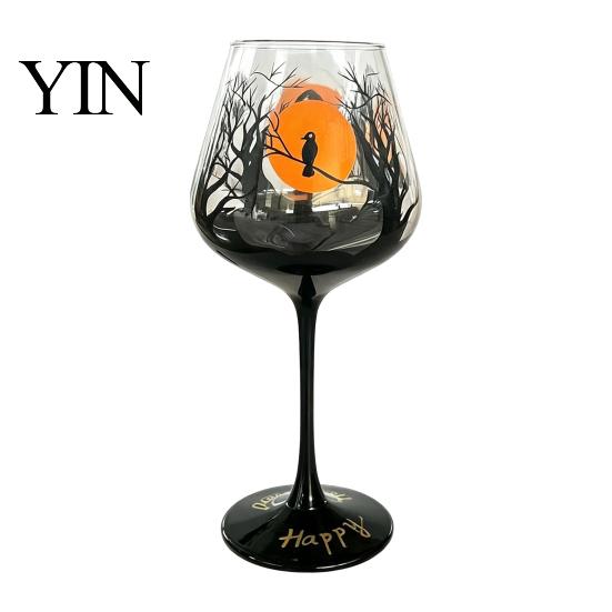 Bicchieri da Festa Festivi Bicchiere da Vino con Gambo di Halloween, Calice Decorativo Artistico Dipinto a Mano, Bicchieri Decorativi per la Casa Capacità 720ml, Stagionale