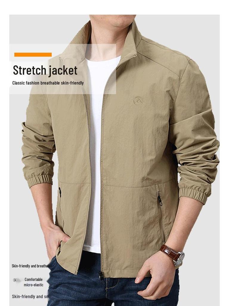 5722 Spring Men's Breathable Casual Jacket - Lightweight, Loose, Stylish Outerwear for Middle-Aged Men