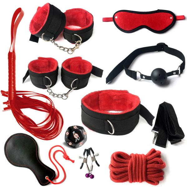 Bondage Restraint Set Sex Handcuffs Whip Anal Beads Butt Plug Anal Plug Bullet Vibrator Sex Toys for Woman Adult