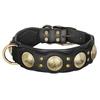 Durable Leather Dog Collar Cool Spiked Studded Collars for Medium Large Dogs Genuine Leather Pet Collar Pitbull  Bulldog Brown