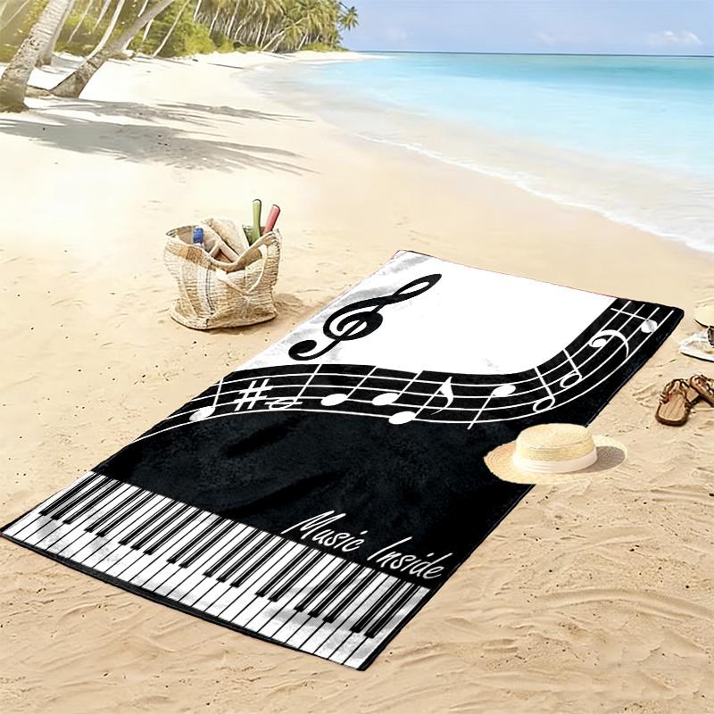 Telo Mare con Stampa Note Musicali, Telo Grande Morbido Asciugatura Rapida per Spiaggia Campeggio Nuoto